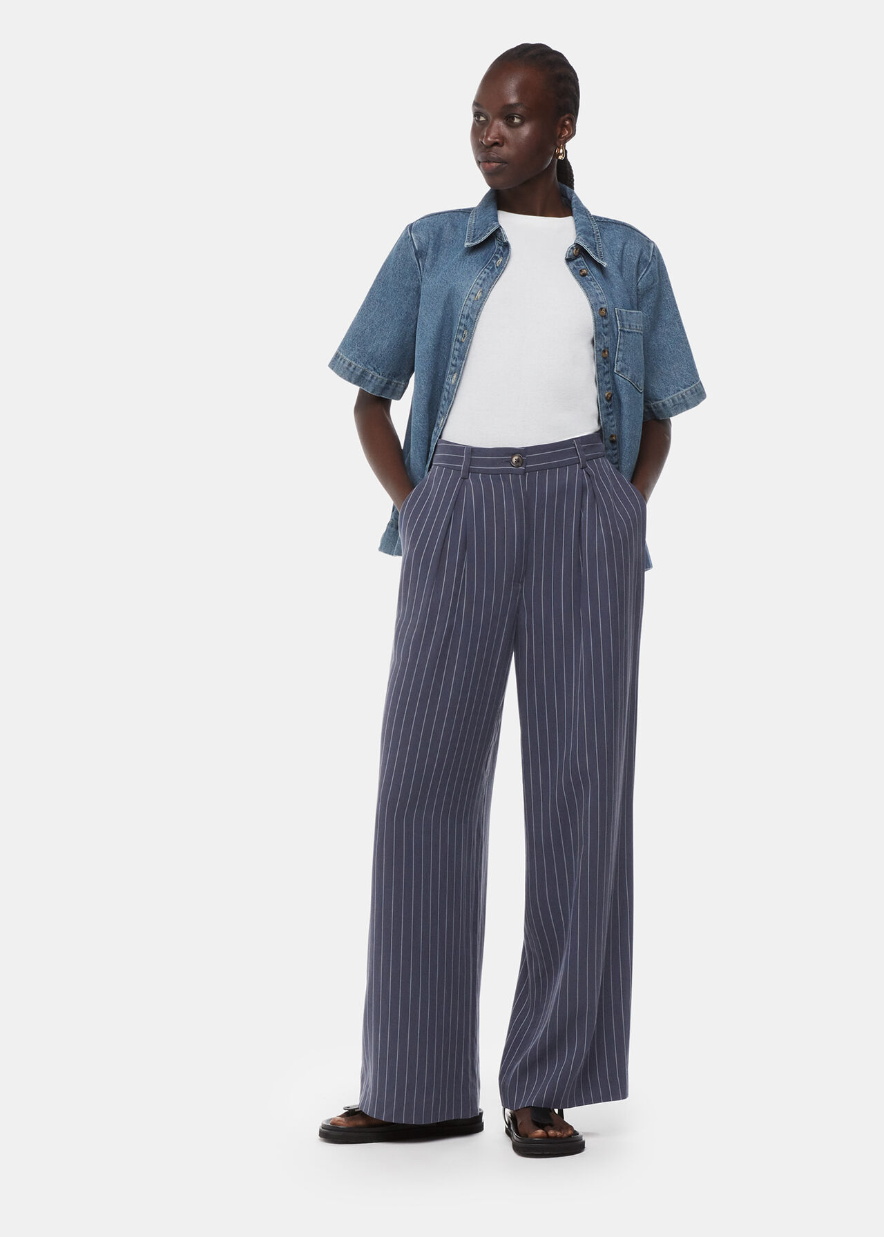 Whistles Lottie Pinstripe Trousers