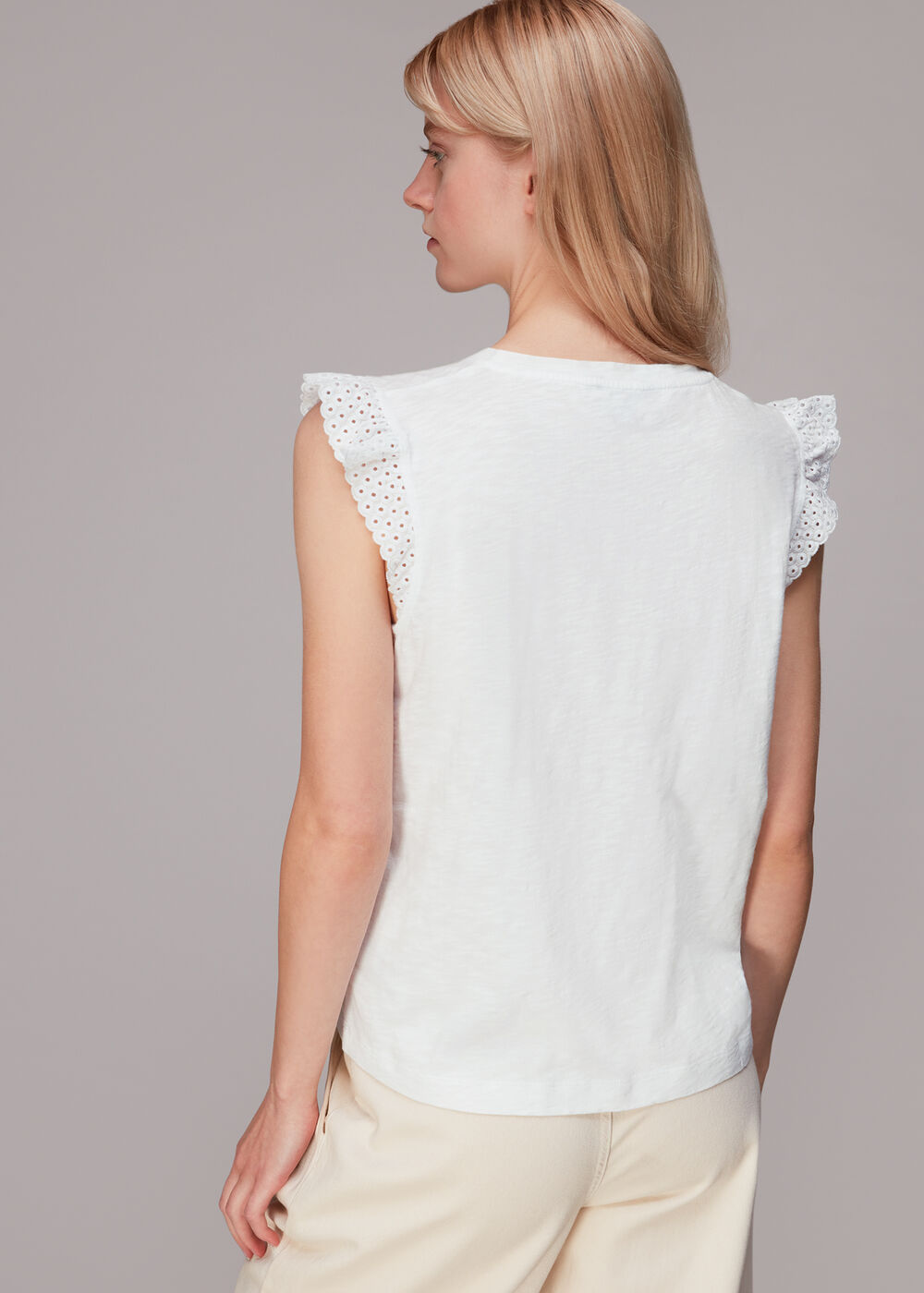 Broderie Frill Sleeve Tee