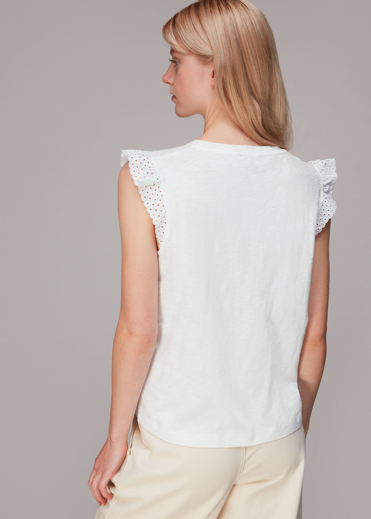 Broderie Frill Sleeve Tee