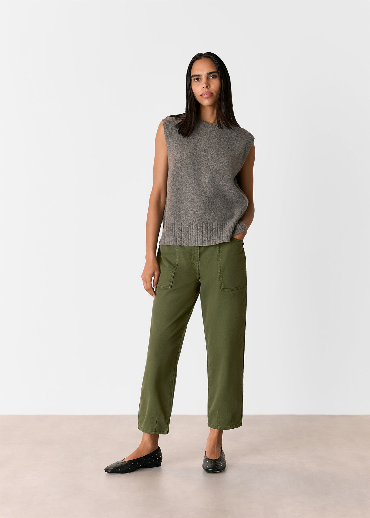 Whistles Tessa Casual Trousers Khaki