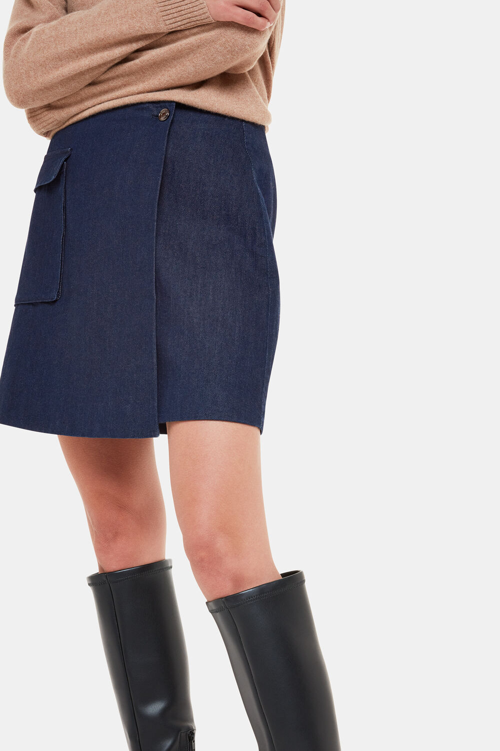 Indigo Denim Wrap Mini Skirt