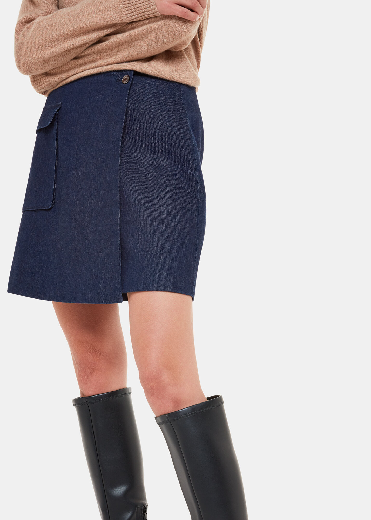 Wynken Denim Puff Skirt, Indigo Mid Wash