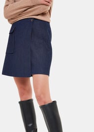 Indigo Denim Wrap Mini Skirt