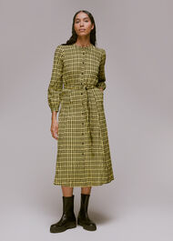 Yellow/Multi Nora Gingham Check Midi Dress | WHISTLES | Whistles UK