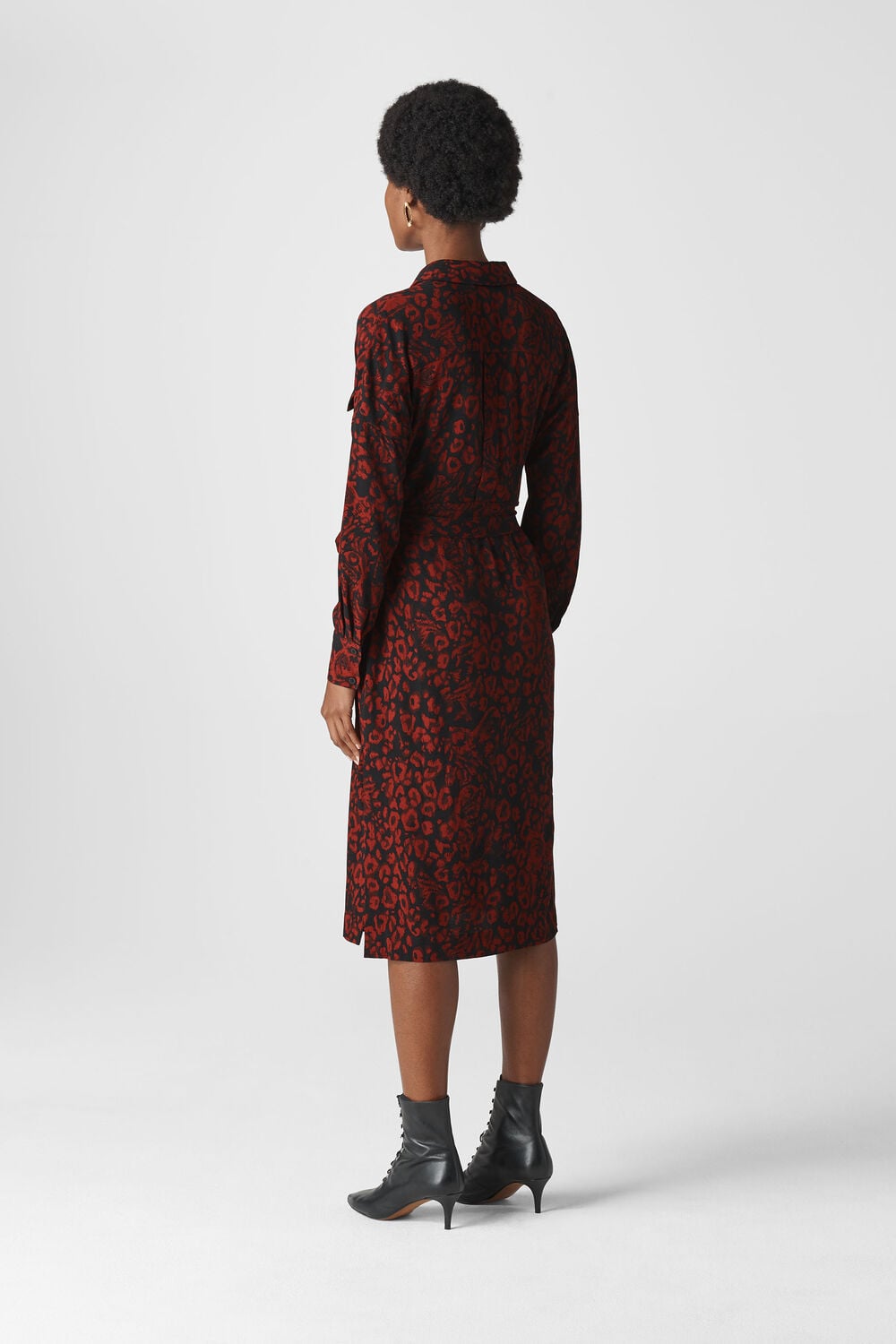 Jungle Cat Utility Shirt Dress Red/Multi