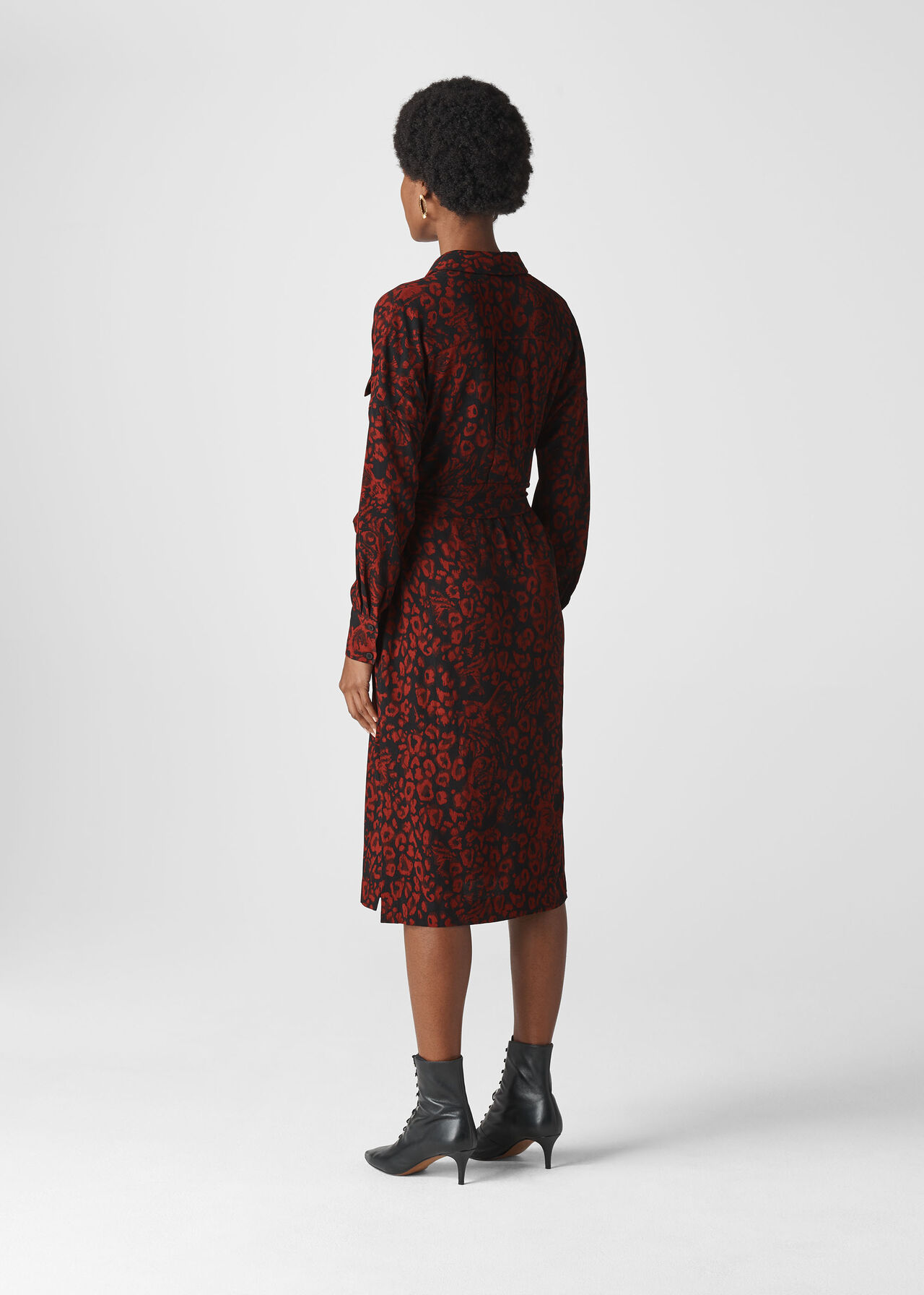 Jungle Cat Utility Shirt Dress Red/Multi