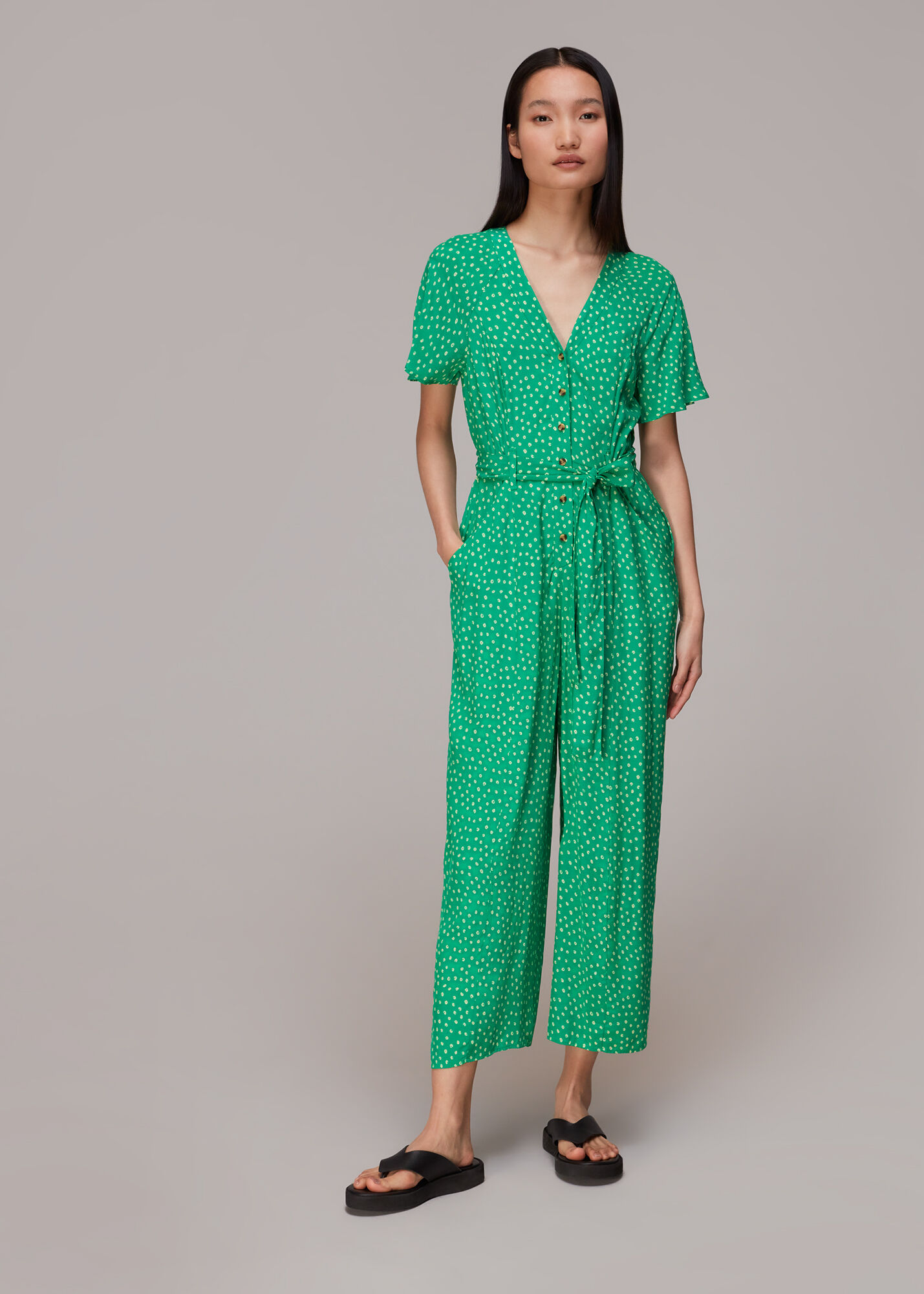 Green/Multi Spot Print Jemma Jumpsuit WHISTLES