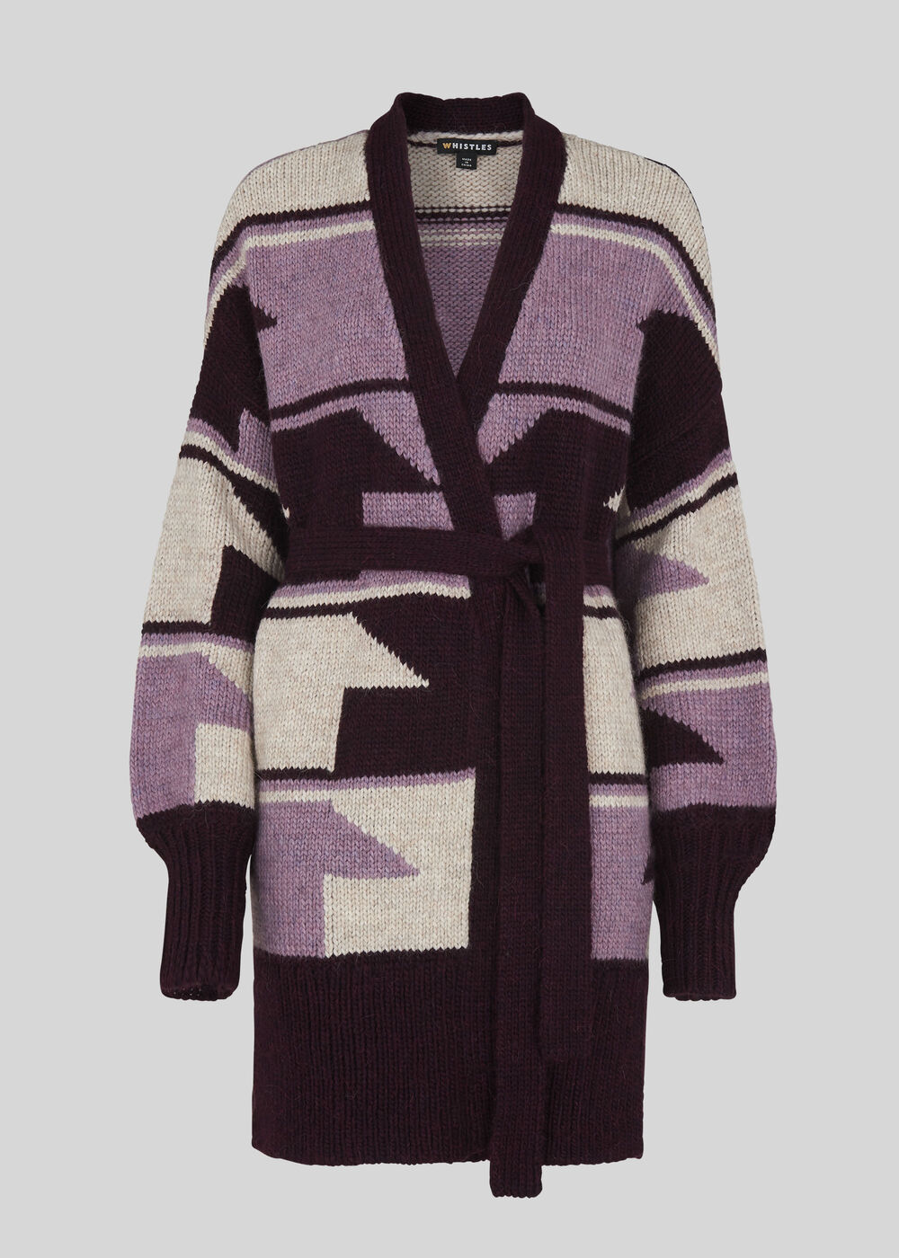 Intarsia Wrap Cardigan Multicolour