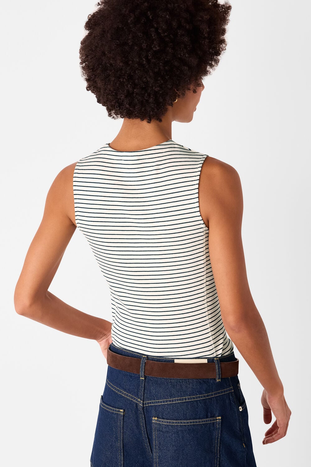 Stripe High Neck Rib Tee