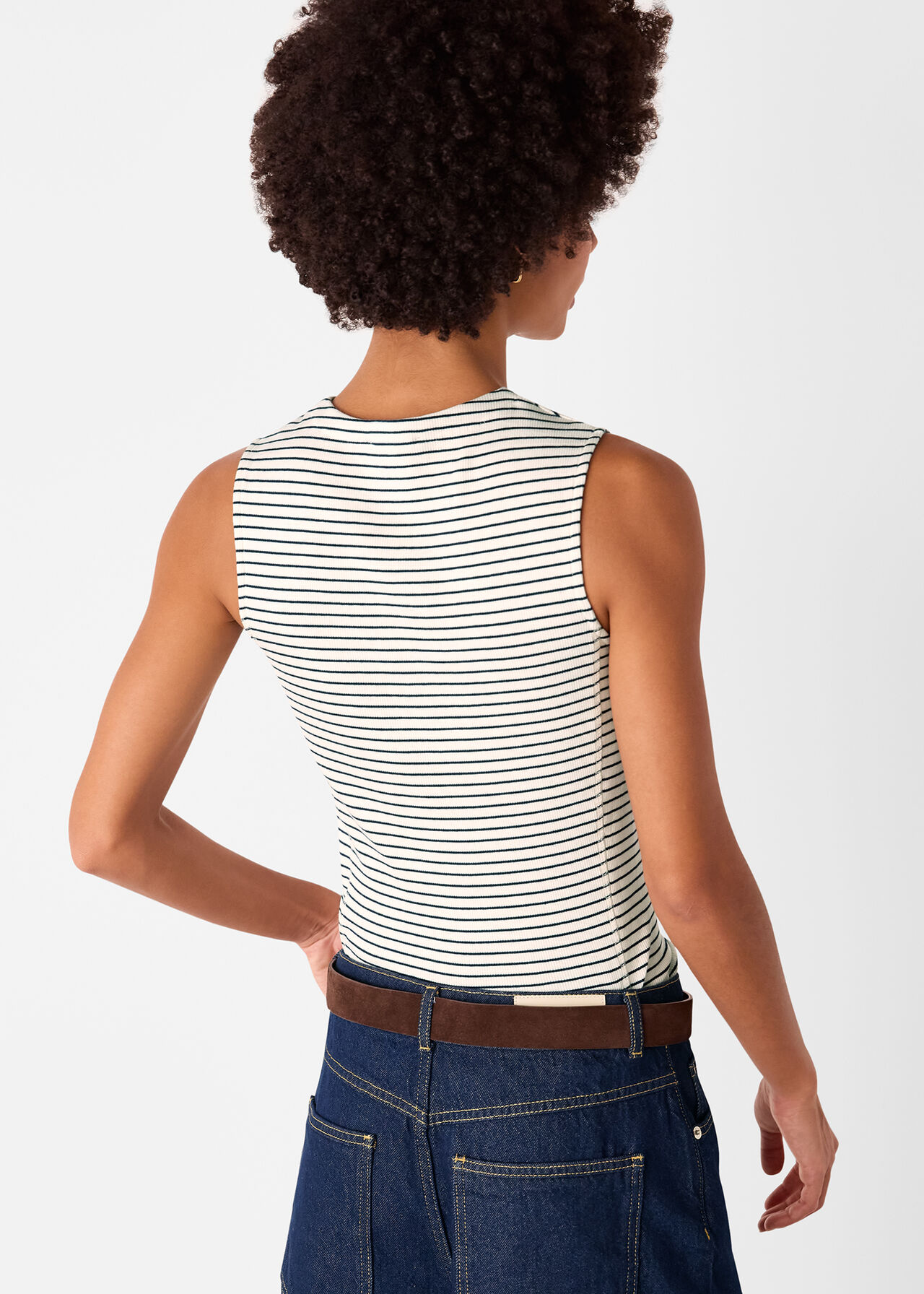 Stripe High Neck Rib Tee