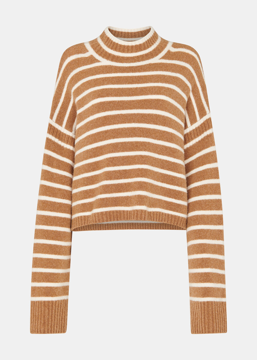 Stripe Rib Detail Funnel Knit