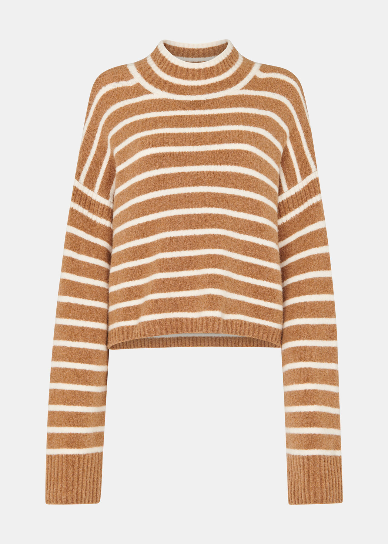 Stripe Rib Detail Funnel Knit