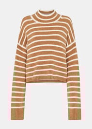 Stripe Rib Detail Funnel Knit