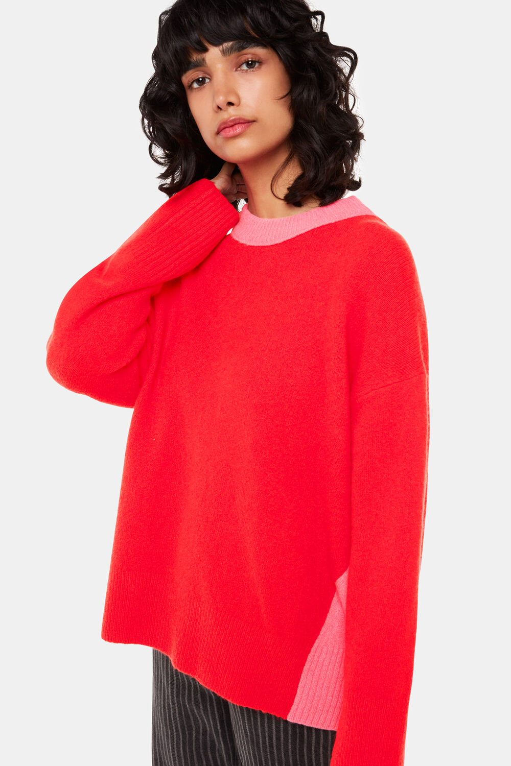 Colour block Crew Neck Knit