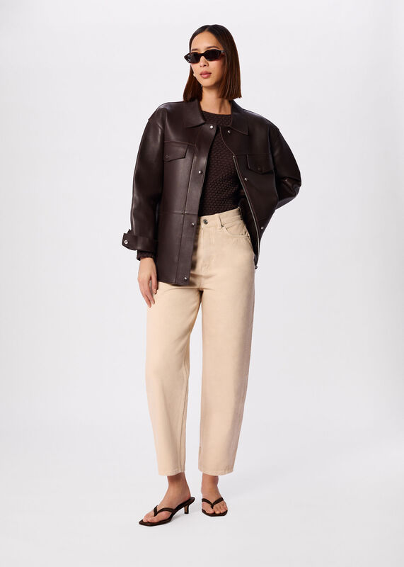 Brown Textured Circle Jersey Top