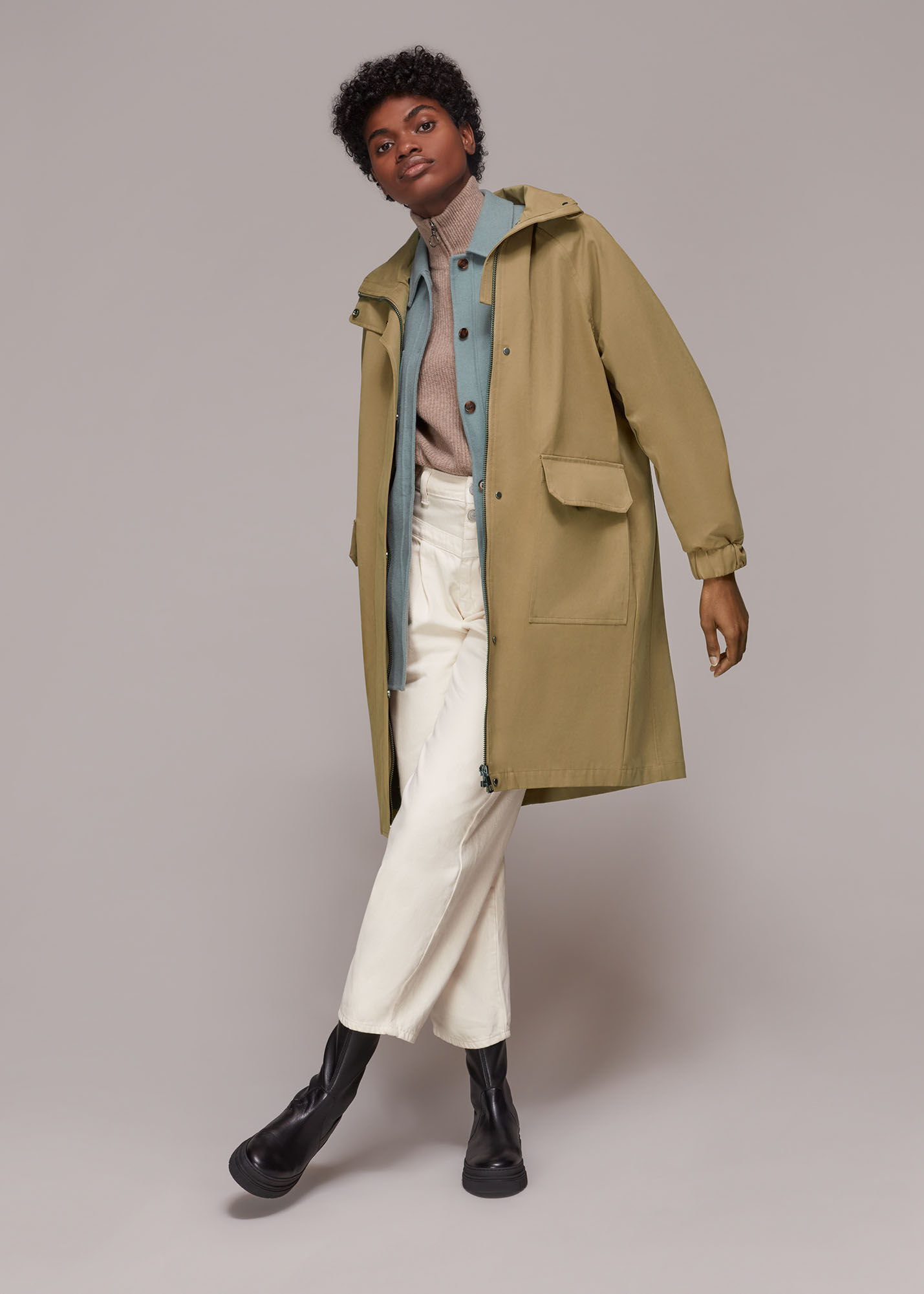 Camel Thea Water Resistant Coat