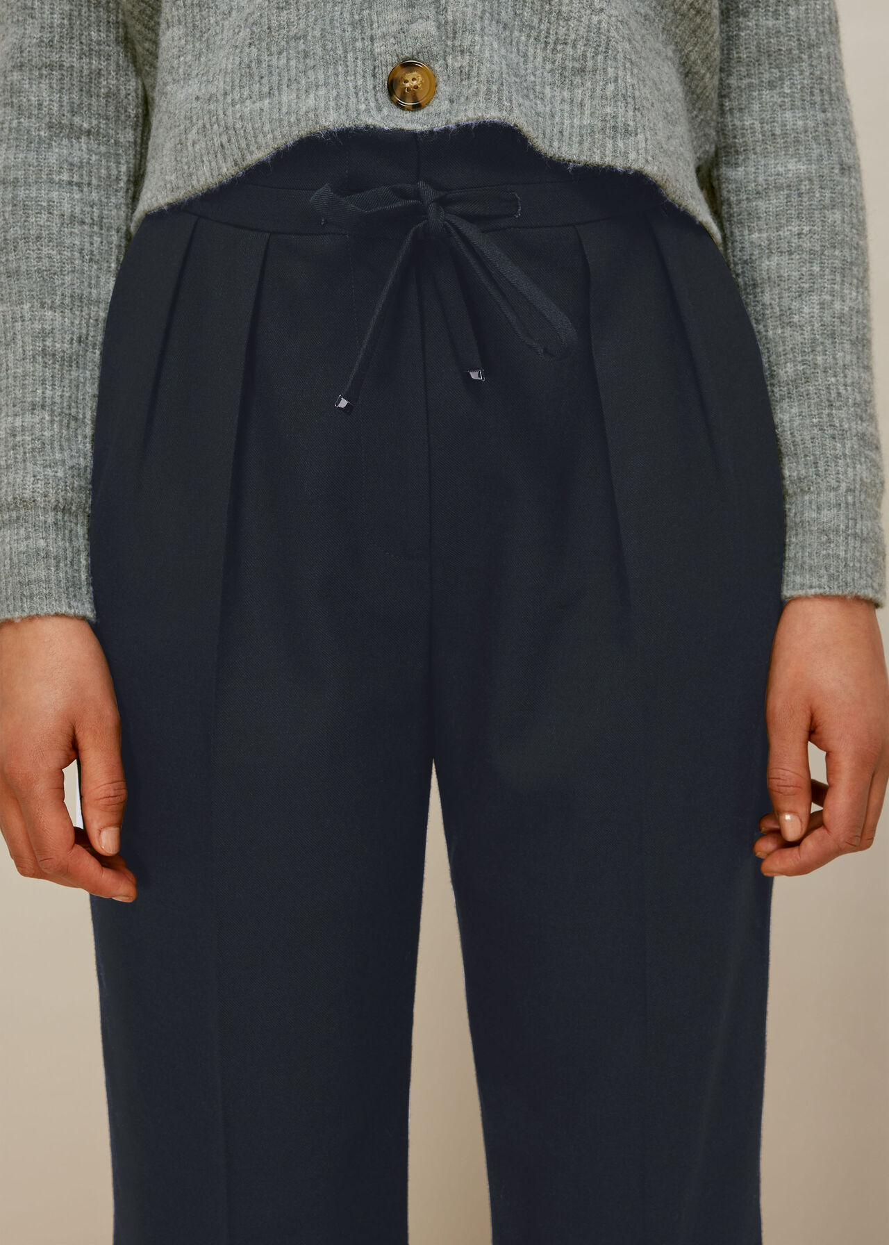 Drawstring Tapered Trouser Navy