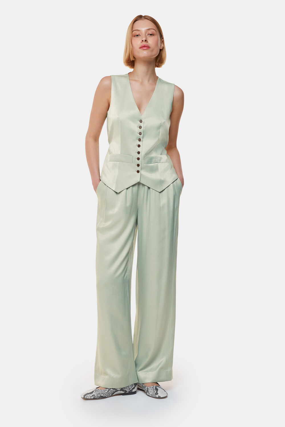 Sage Green Rita Luxe Elasticated Trouser