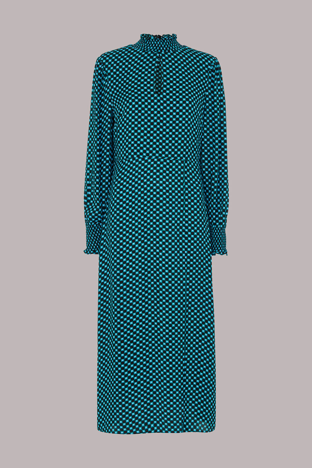 Star Check Print Midi Dress