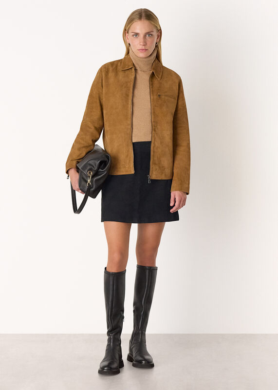 Black Suede A Line Skirt