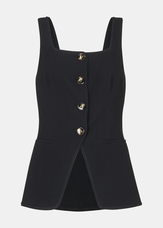 Black Sofia Crepe Waistcoat