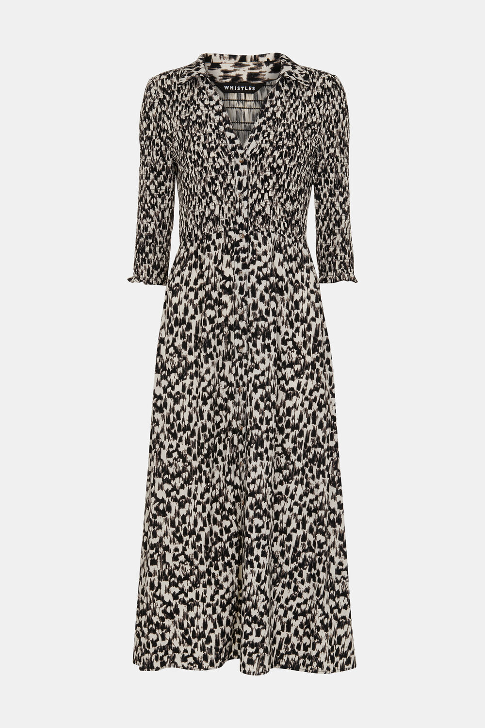 Petite Speeding Squares Shirred Dress