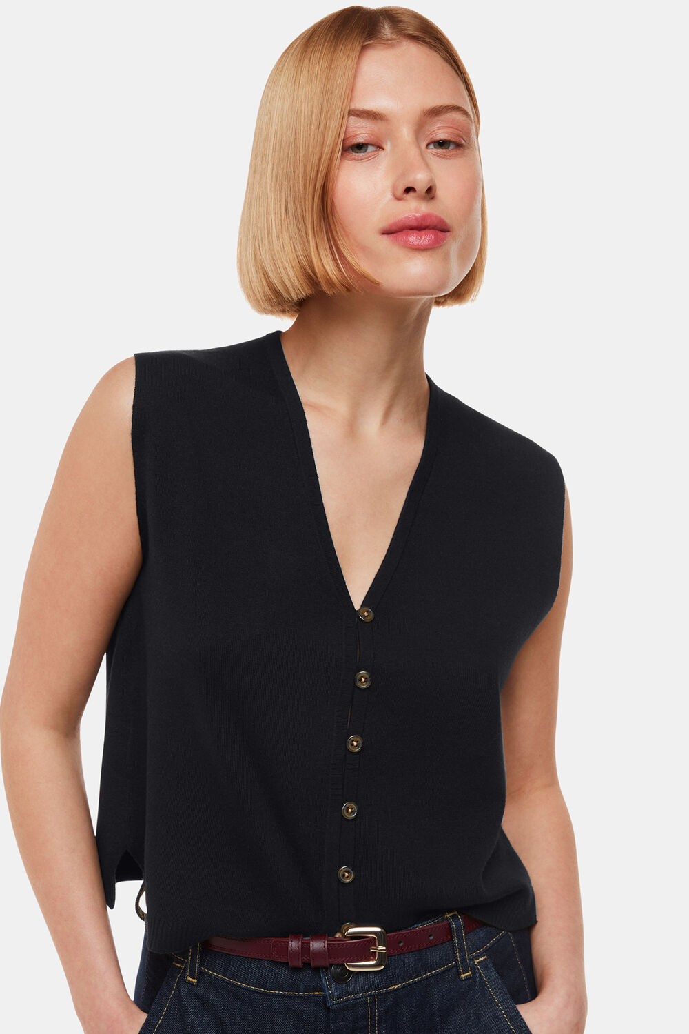 Black Bailey Button Through Tank