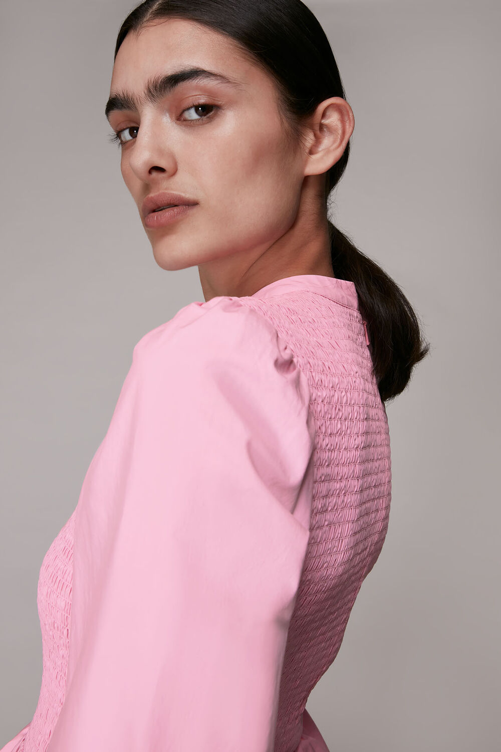 Shirred Detail Peplum Top