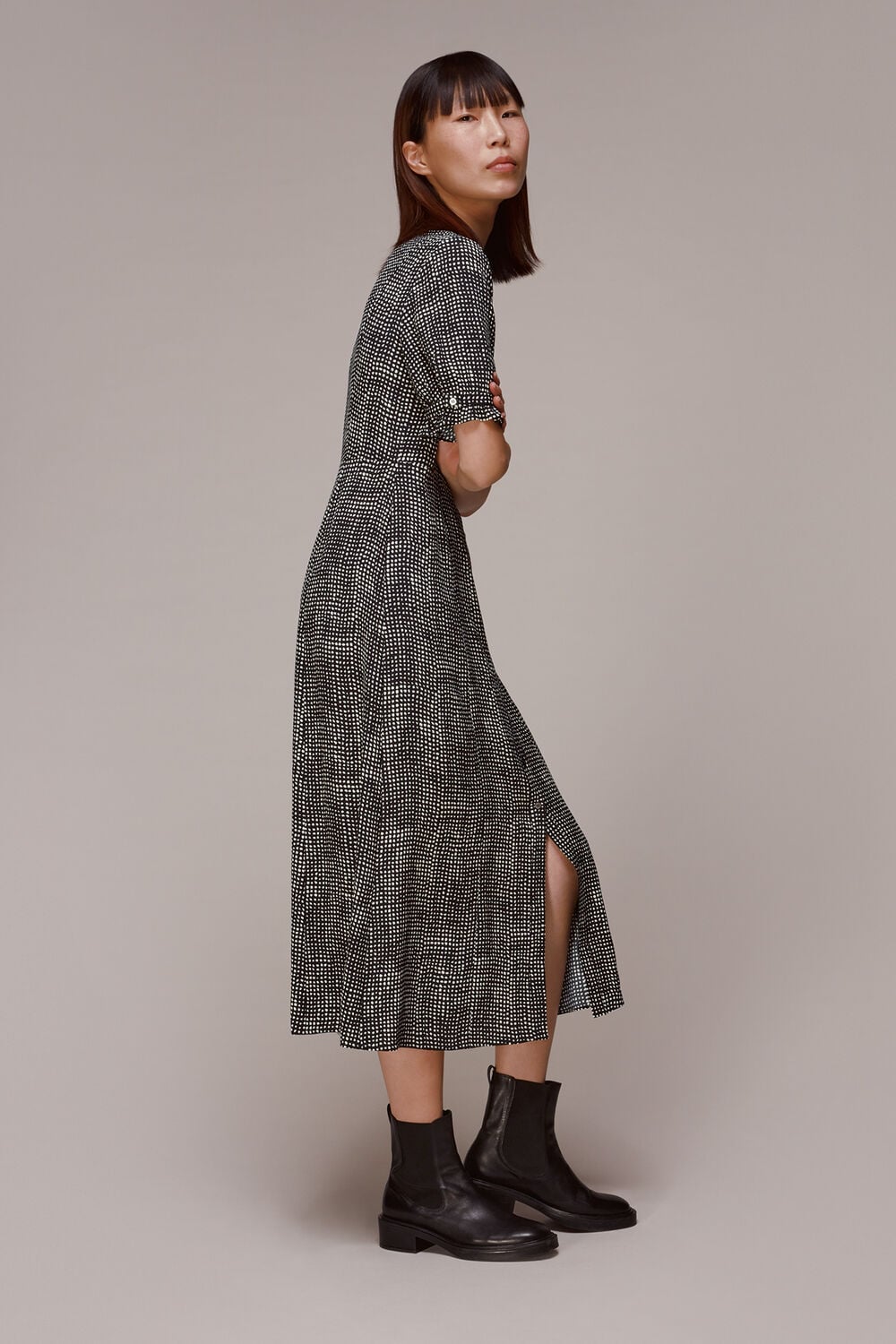 Peri Spotted Check Shirt Dress