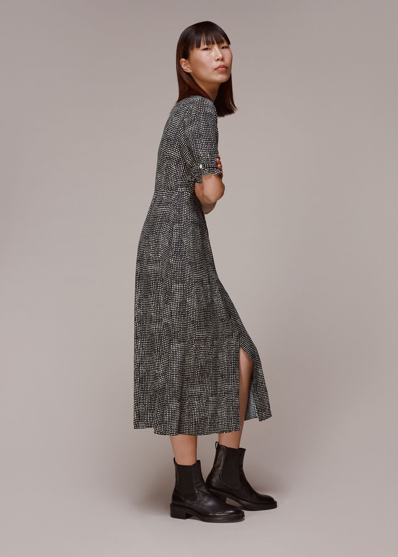 Peri Spotted Check Shirt Dress