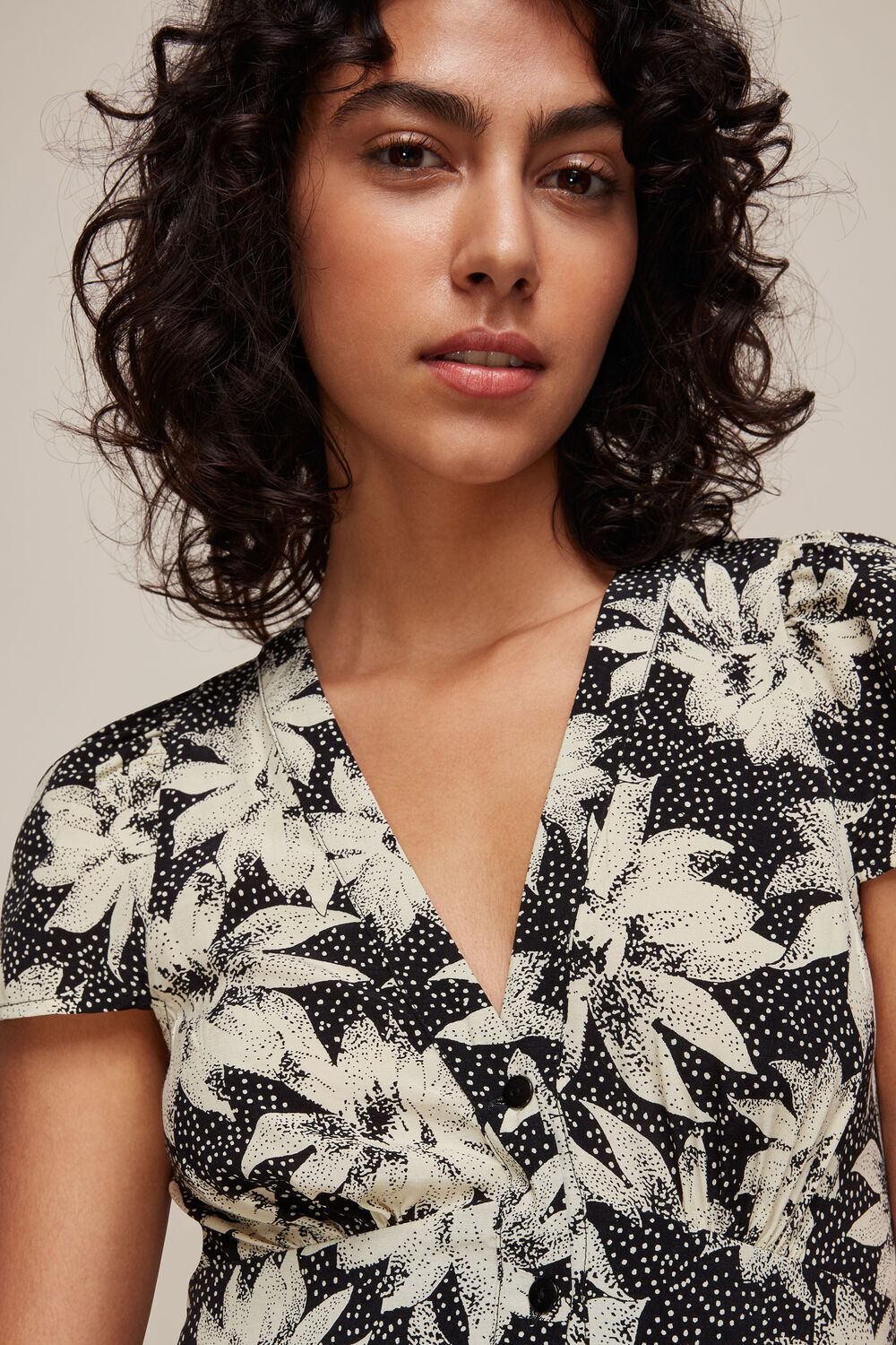Starburst Floral Print Dress Black/Multi