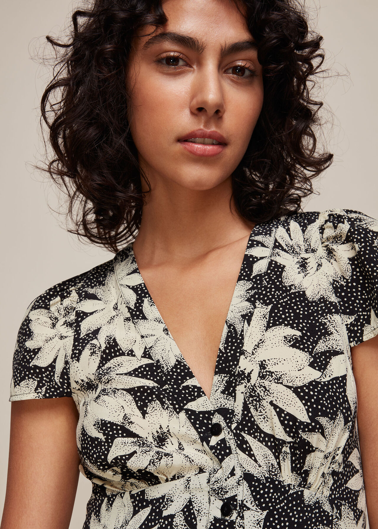 Starburst Floral Print Dress Black/Multi