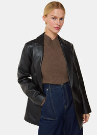 Aliza Waisted Leather Blazer