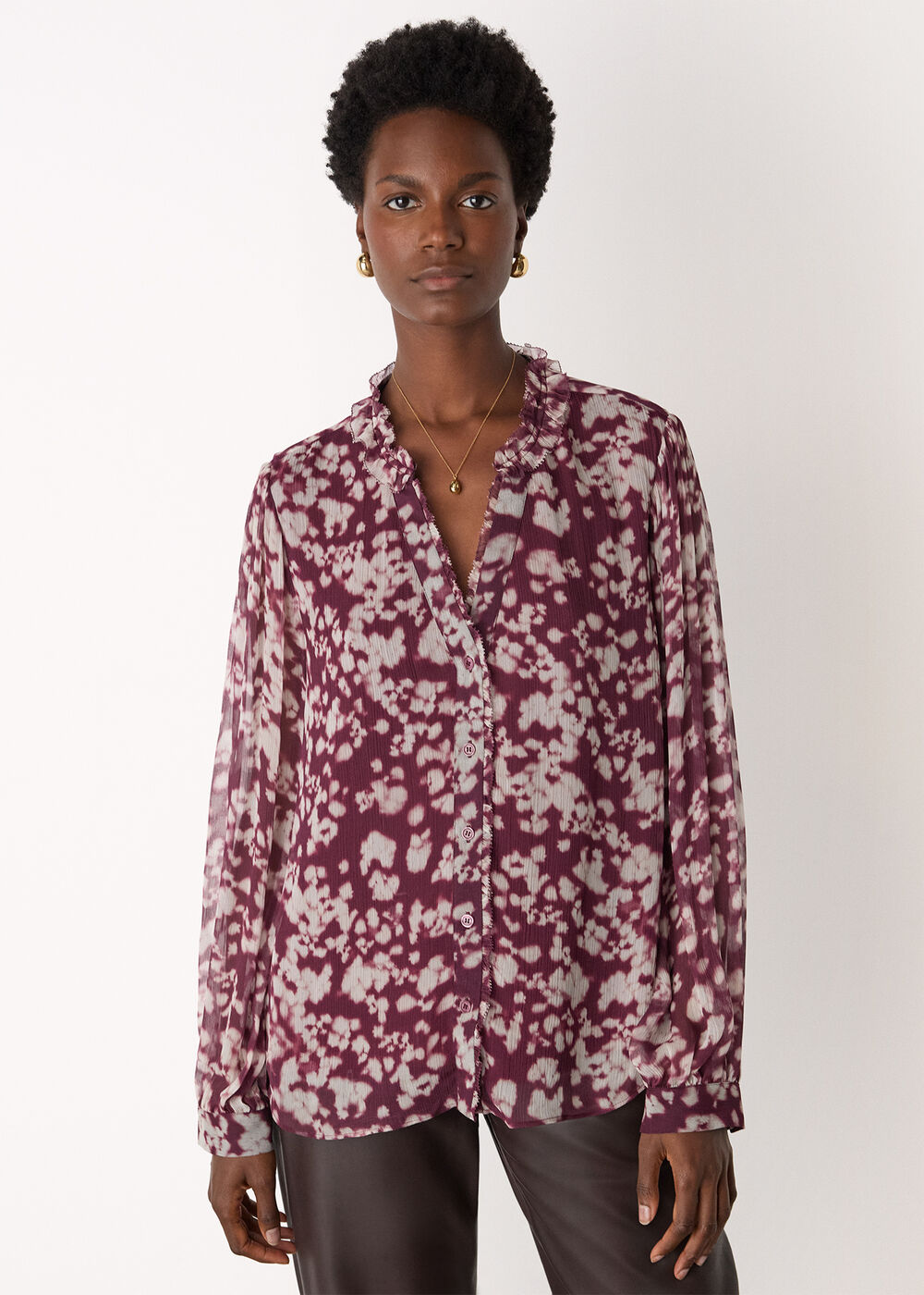 Inky Floral Long Sleeve Blouse