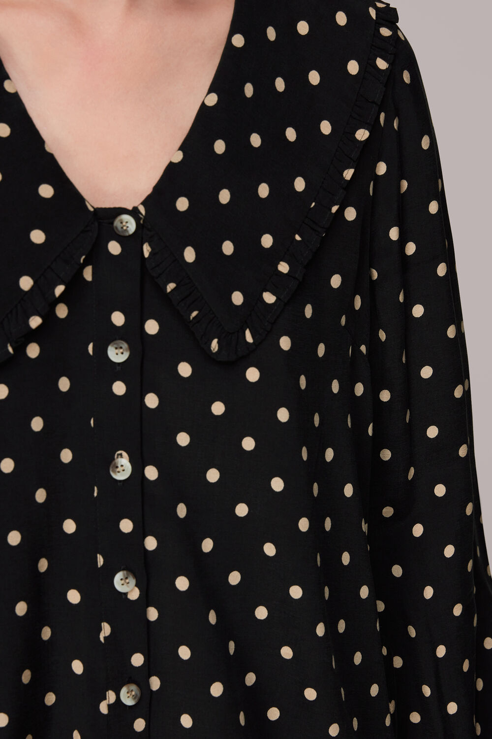 Spot Print Collar Top