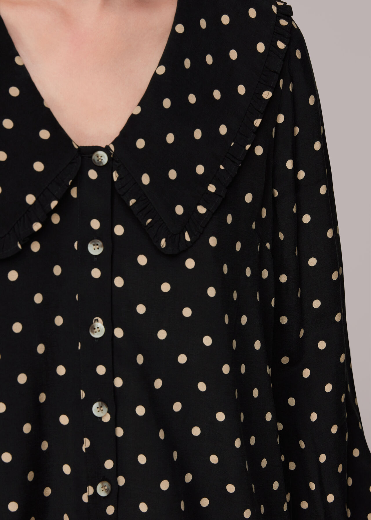 Spot Print Collar Top