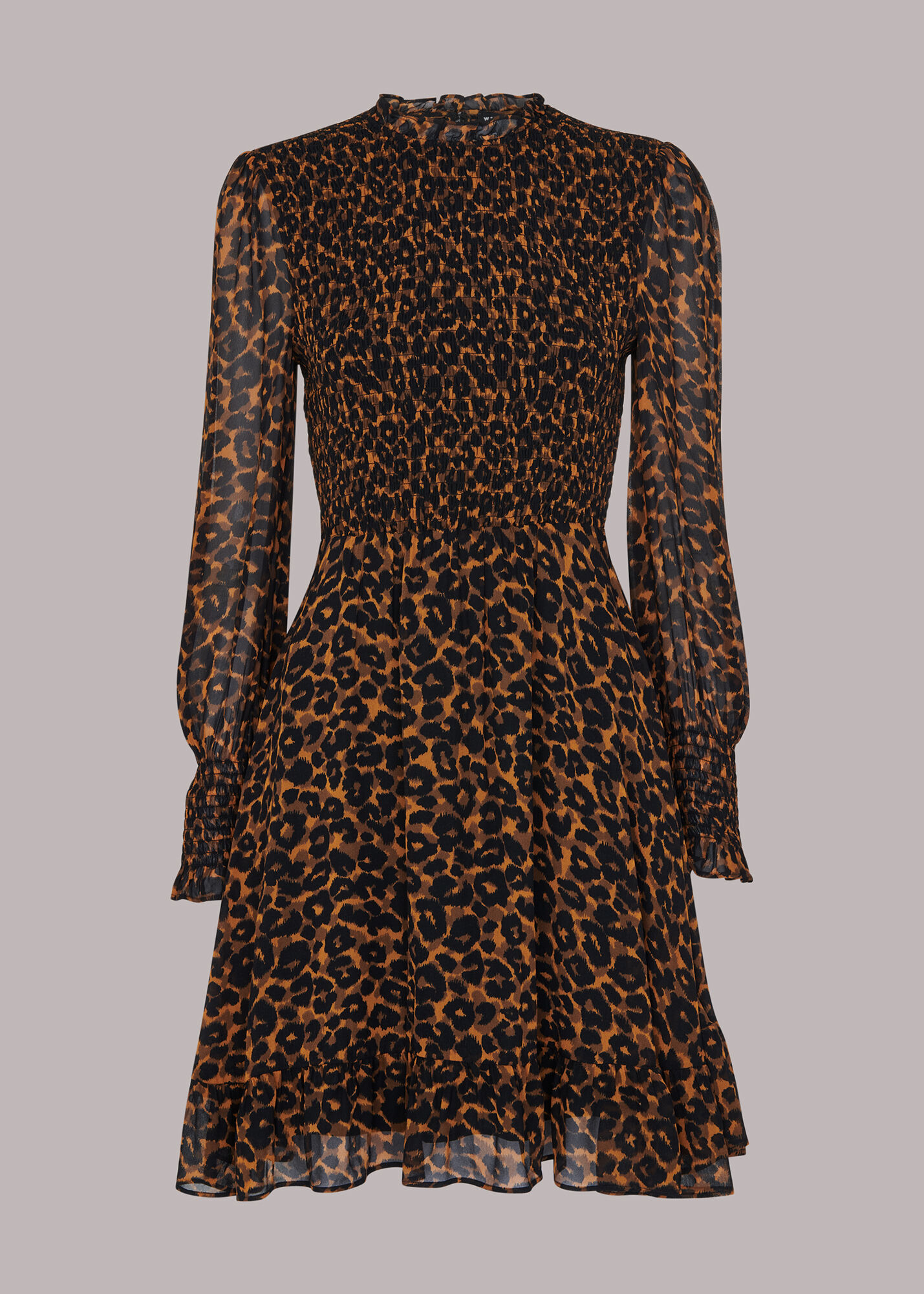 Leopard Print Classic Leopard Shirred Dress WHISTLES