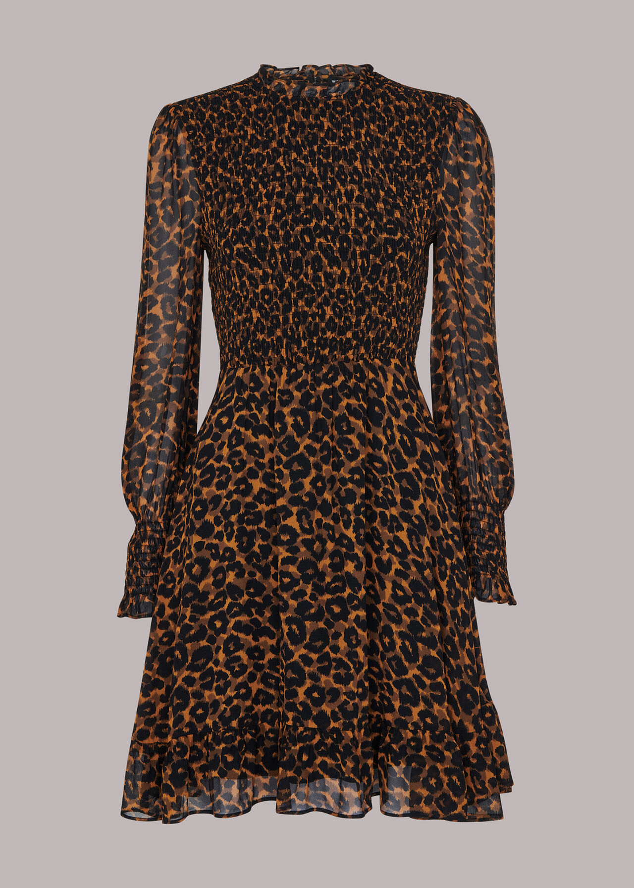 Classic Leopard Shirred Dress