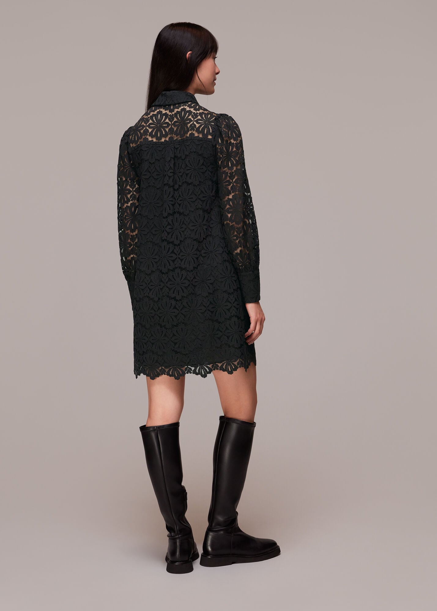 LACY LS SHIRT - BLACK LACE