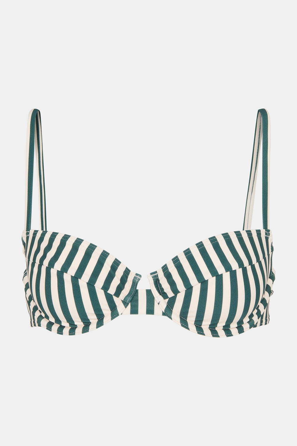 Green Stripe Bikini Top
