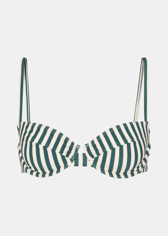 Green Stripe Bikini Top