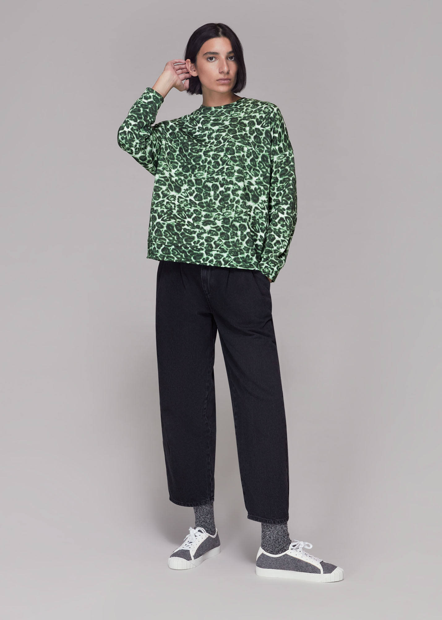 Whistles leopard print sweatshirt hotsell