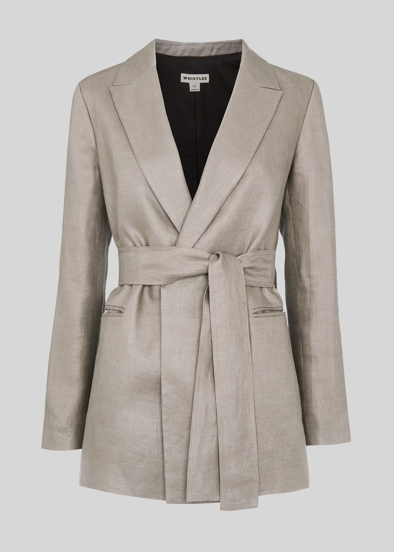 Lea Linen Belted Jacket Grey