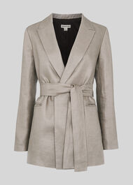 Lea Linen Belted Jacket Grey