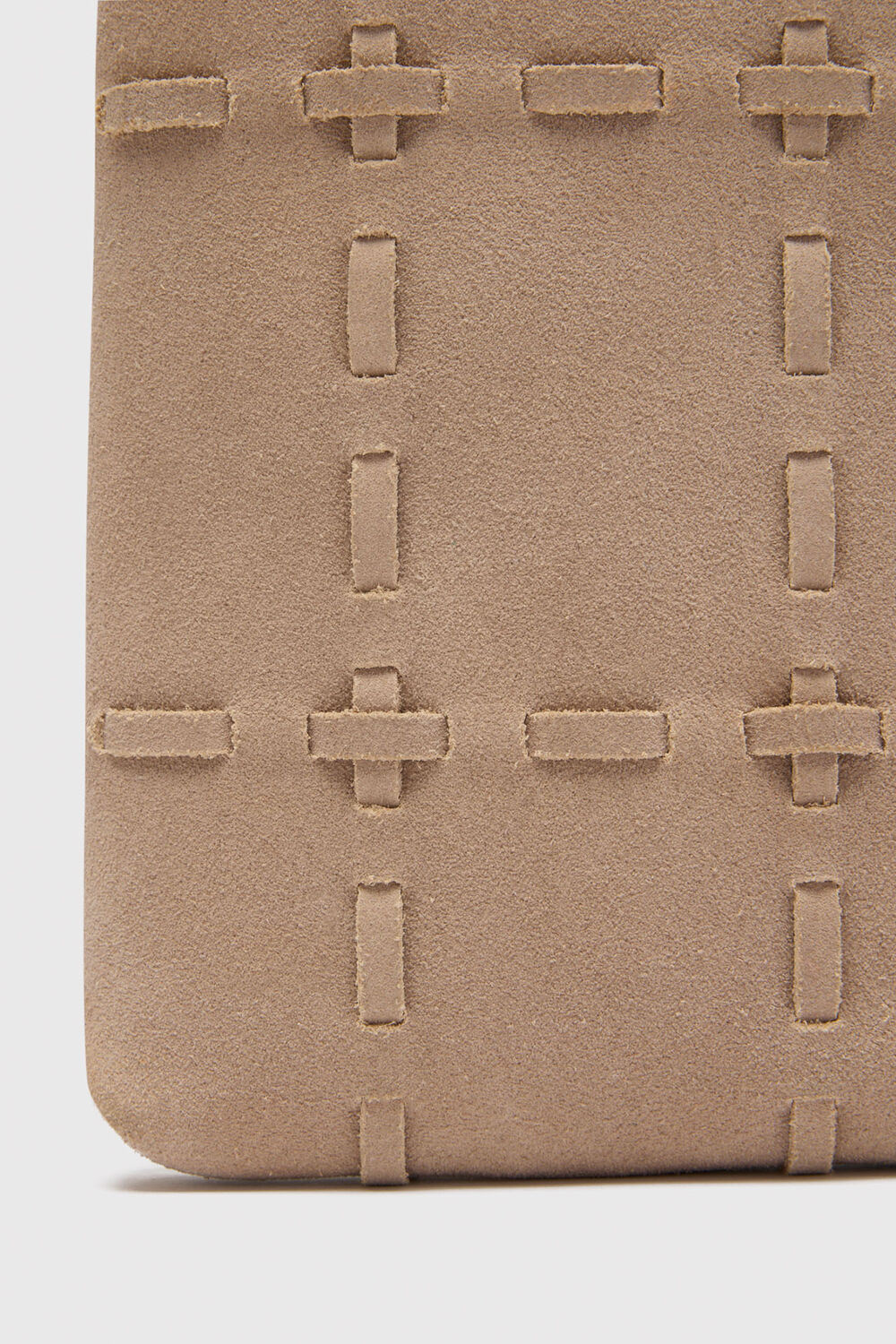 Neutral Suede Whipstitch Phone Bag