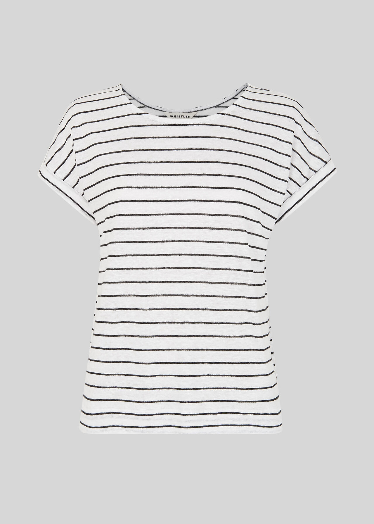 Stripe Relaxed Linen Tee Black and White
