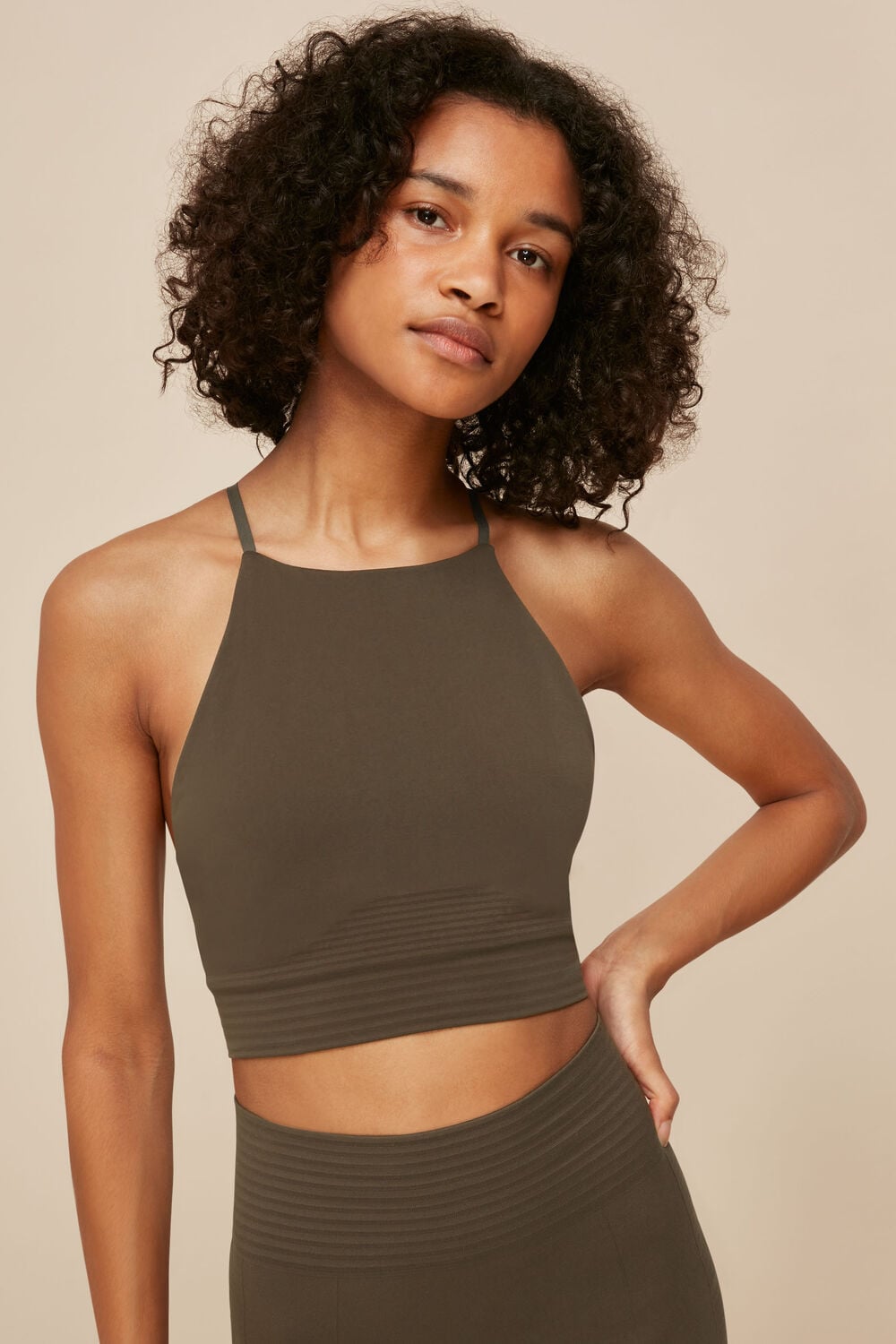Khaki Studio Sports Top