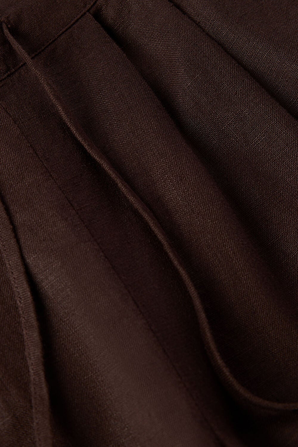 Brown Petite Wide Leg Linen Trouser