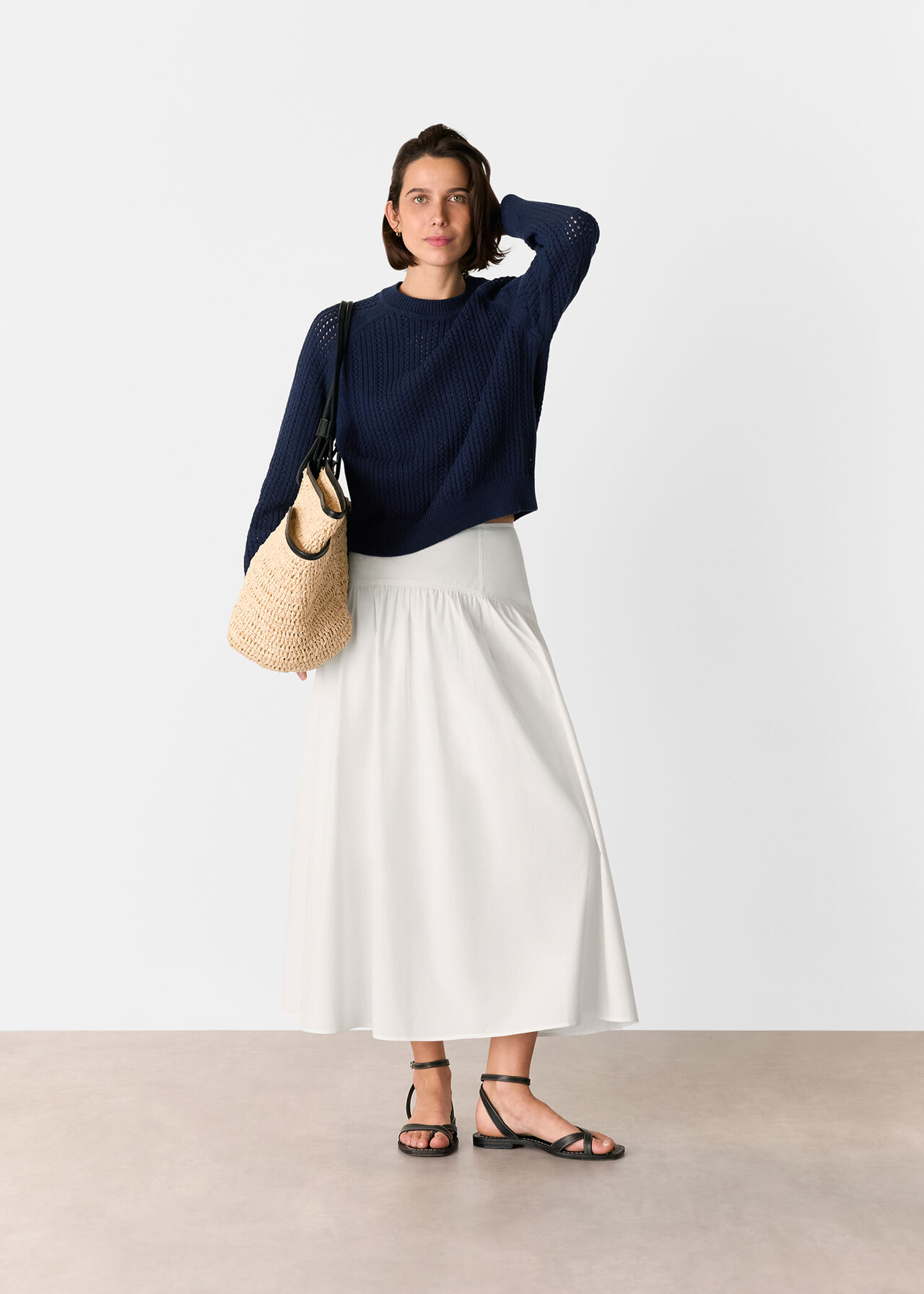Pointelle Crew Neck Knit