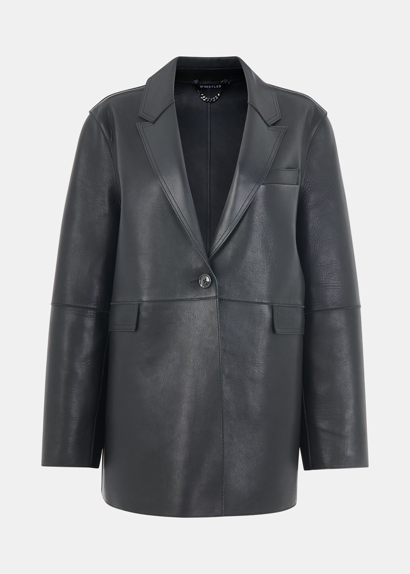 Whistles clean on sale collarless leather jacket